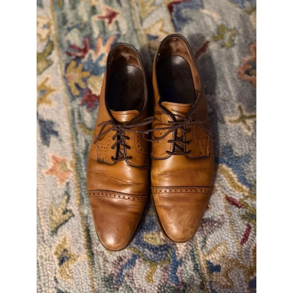 Allen Edmonds Park Avenue Men's Brown Leather Cap Toe Oxford Dress Shoes 11 D
